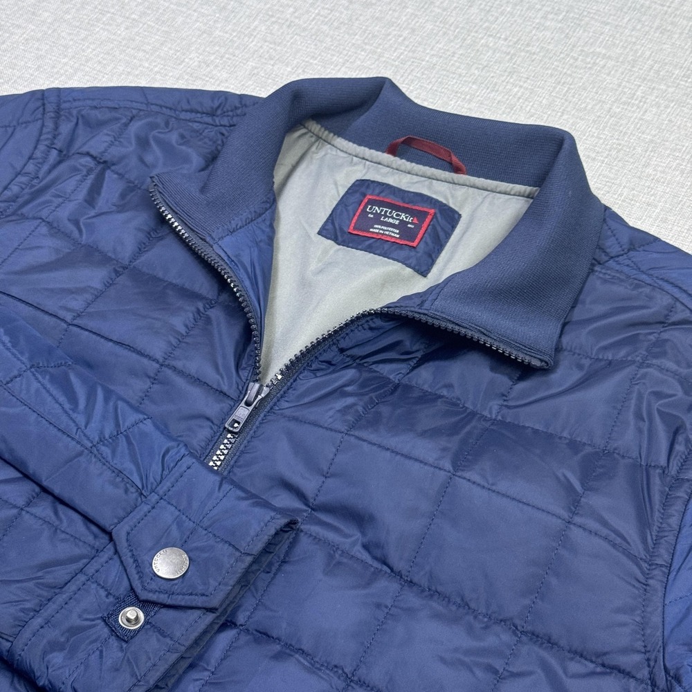 UNTUCKit Marston Quilted Puffer Jacket Mens Large Blue Full Zip Insulated